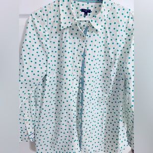 Preowned Talbots button down shirt/blouse/Tops Size 1X polka dot cotton Design